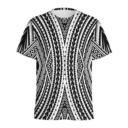 Black And White Maori Tattoo Print Men's Sports T-Shirt