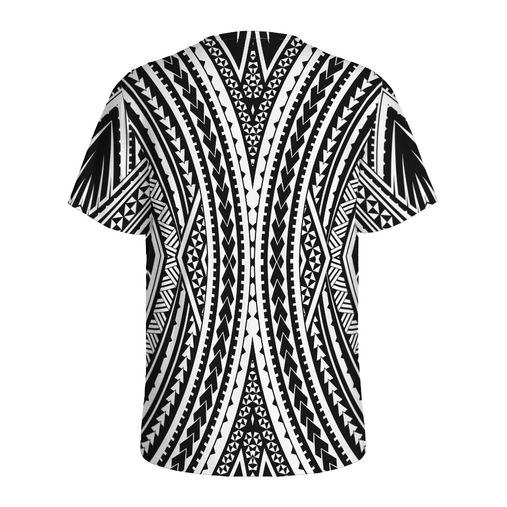 Black And White Maori Tattoo Print Men's Sports T-Shirt