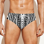 Black And White Maori Tattoo Print Men's Swim Briefs