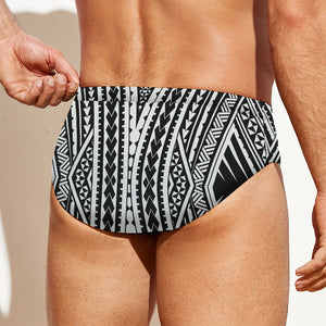 Black And White Maori Tattoo Print Men's Swim Briefs