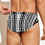 Black And White Maori Tattoo Print Men's Swim Briefs