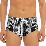 Black And White Maori Tattoo Print Men's Triangle Swim Briefs