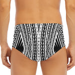 Black And White Maori Tattoo Print Men's Triangle Swim Briefs