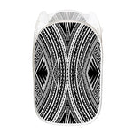 Black And White Maori Tattoo Print Mesh Laundry Hamper