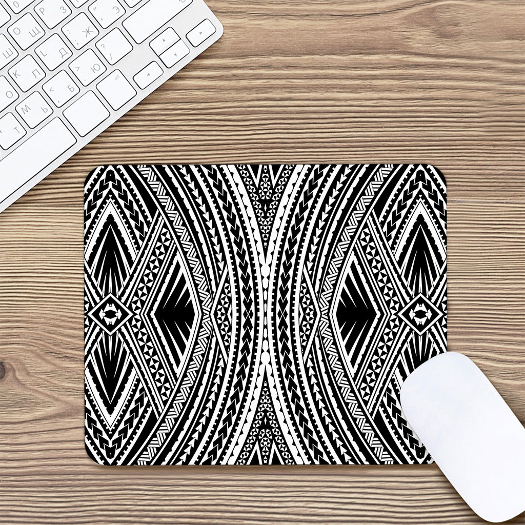 Black And White Maori Tattoo Print Mouse Pad