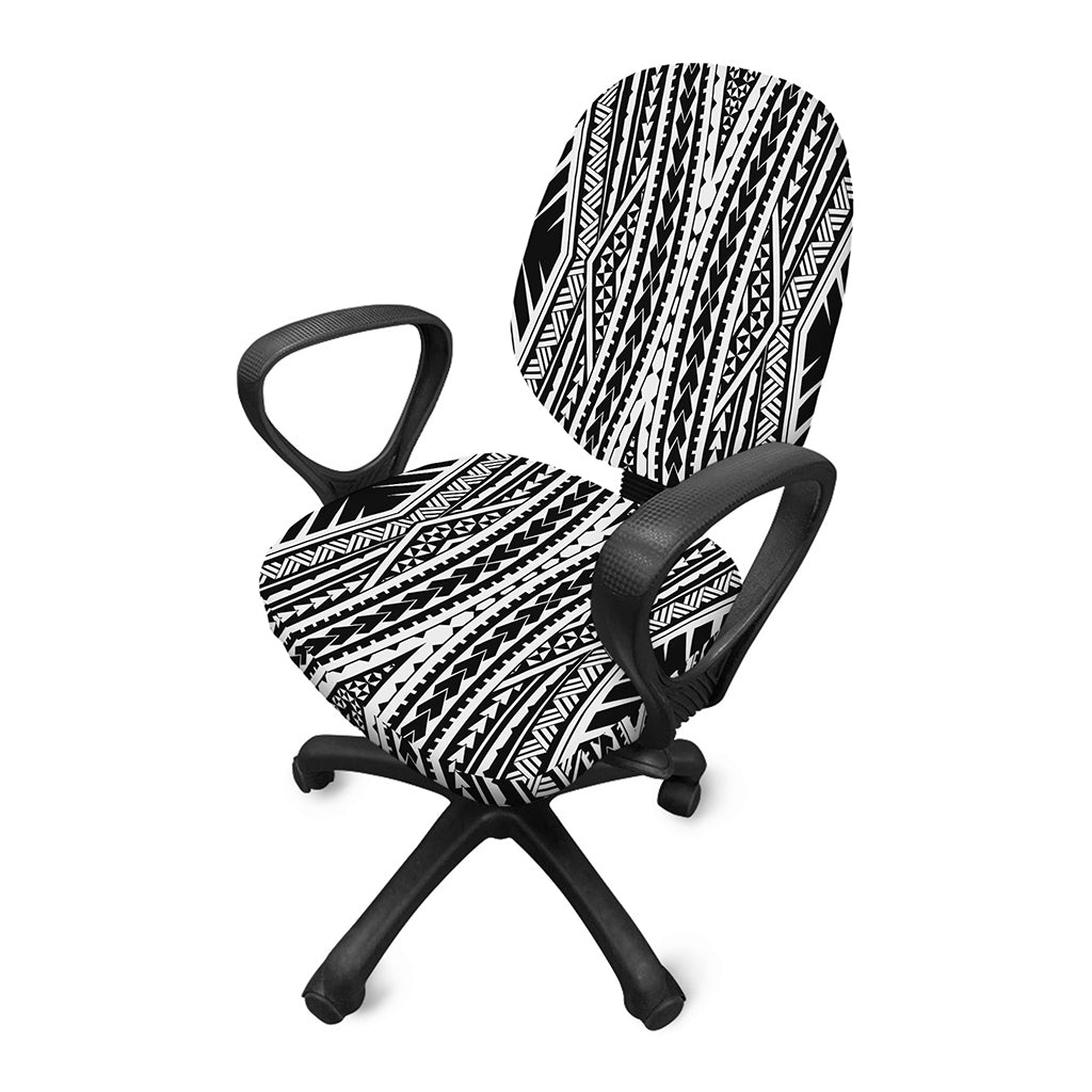 Black And White Maori Tattoo Print Office Chair Cover