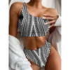 Black And White Maori Tattoo Print One Shoulder Bikini Top