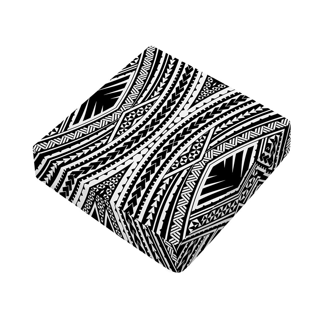 Black And White Maori Tattoo Print Outdoor Seat Cushion Cover