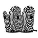 Black And White Maori Tattoo Print Oven Mitts