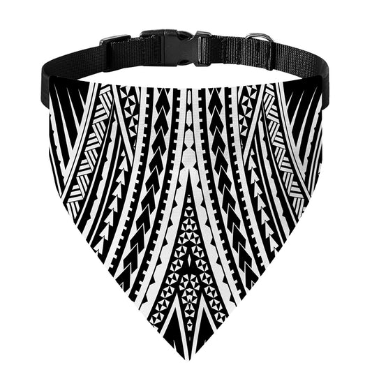 Black And White Maori Tattoo Print Over The Collar Dog Bandana