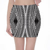 Black And White Maori Tattoo Print Pencil Mini Skirt