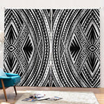 Black And White Maori Tattoo Print Pencil Pleat Curtains