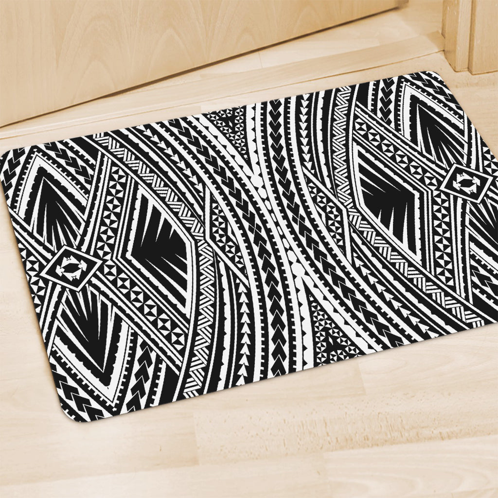 Black And White Maori Tattoo Print Polyester Doormat