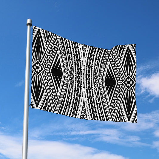 Black And White Maori Tattoo Print Polyester Flag