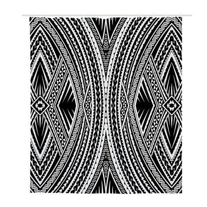 Black And White Maori Tattoo Print Polyester Shower Curtain