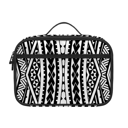 Black And White Maori Tattoo Print Portable Lunch Bag