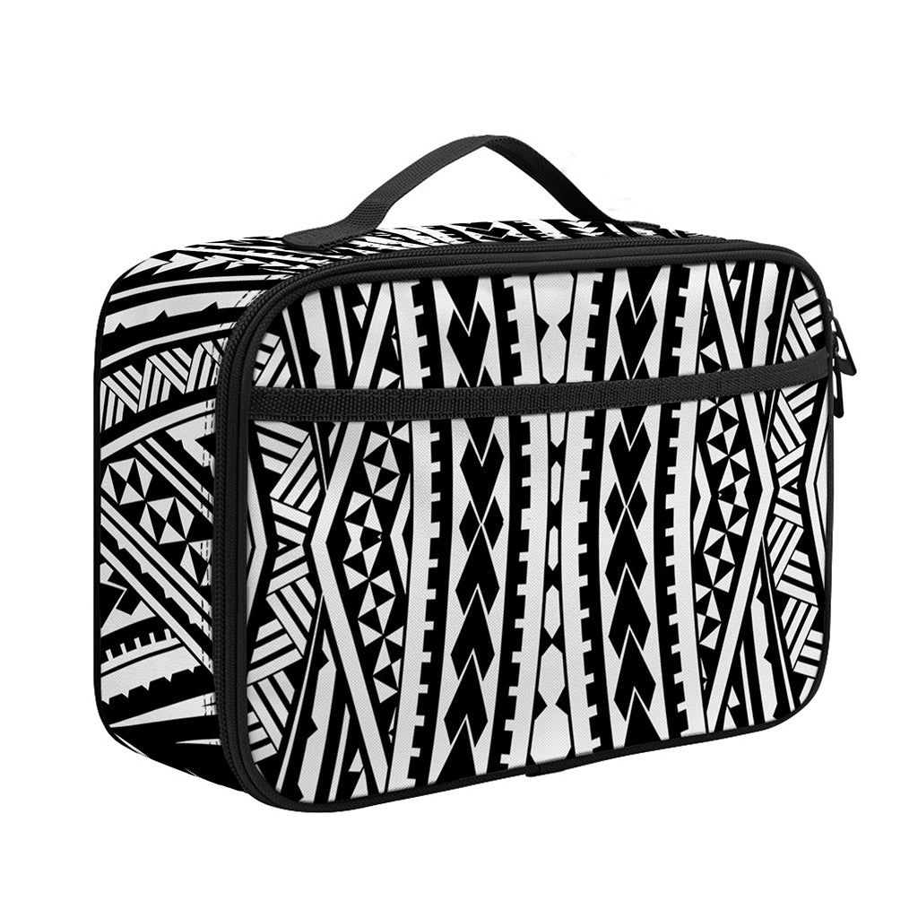 Black And White Maori Tattoo Print Portable Lunch Bag