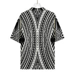 Black And White Maori Tattoo Print Rayon Hawaiian Shirt