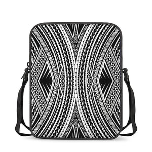 Black And White Maori Tattoo Print Rectangular Crossbody Bag