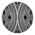 Black And White Maori Tattoo Print Round Blanket