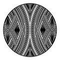 Black And White Maori Tattoo Print Round Floor Mat
