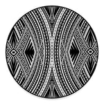 Black And White Maori Tattoo Print Round Floor Mat