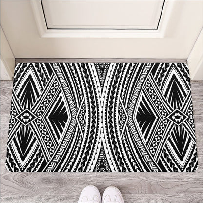 Black And White Maori Tattoo Print Rubber Doormat
