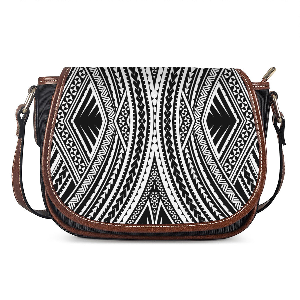 Black And White Maori Tattoo Print Saddle Bag