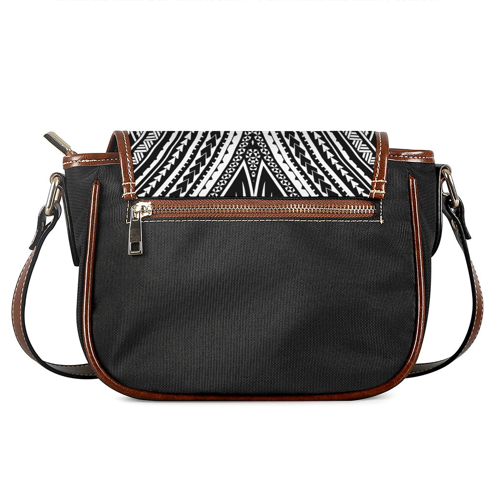 Black And White Maori Tattoo Print Saddle Bag