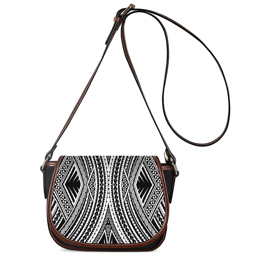 Black And White Maori Tattoo Print Saddle Bag