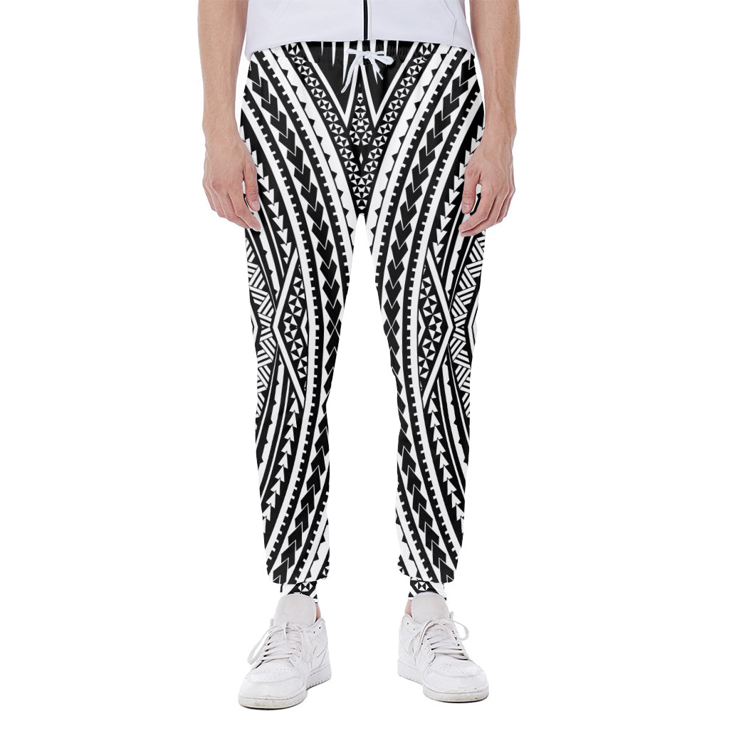 Black And White Maori Tattoo Print Scuba Joggers