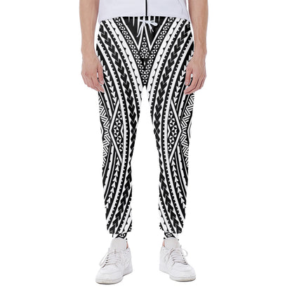 Black And White Maori Tattoo Print Scuba Joggers