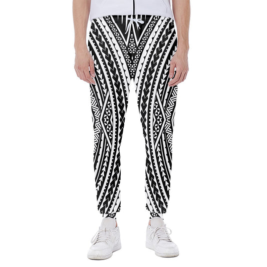 Black And White Maori Tattoo Print Scuba Joggers