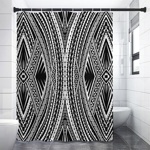 Black And White Maori Tattoo Print Shower Curtain