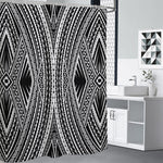 Black And White Maori Tattoo Print Shower Curtain