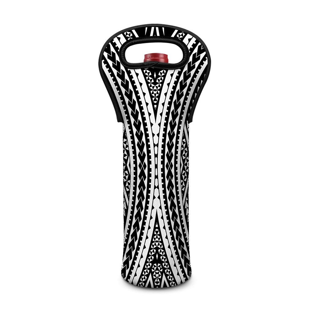 Black And White Maori Tattoo Print Single Neoprene Wine Tote