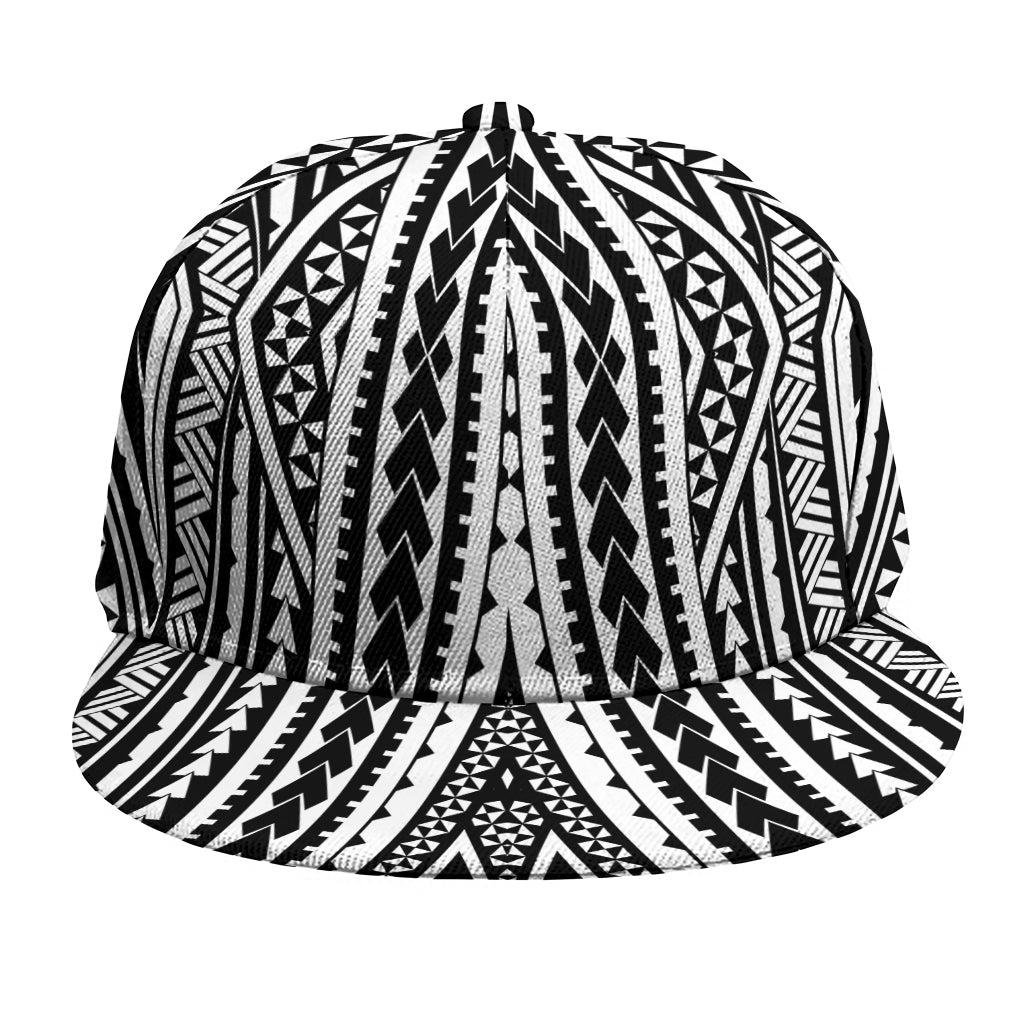 Black And White Maori Tattoo Print Snapback Cap