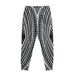 Black And White Maori Tattoo Print Sweatpants