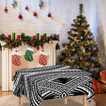 Black And White Maori Tattoo Print Tablecloth