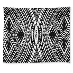 Black And White Maori Tattoo Print Tapestry