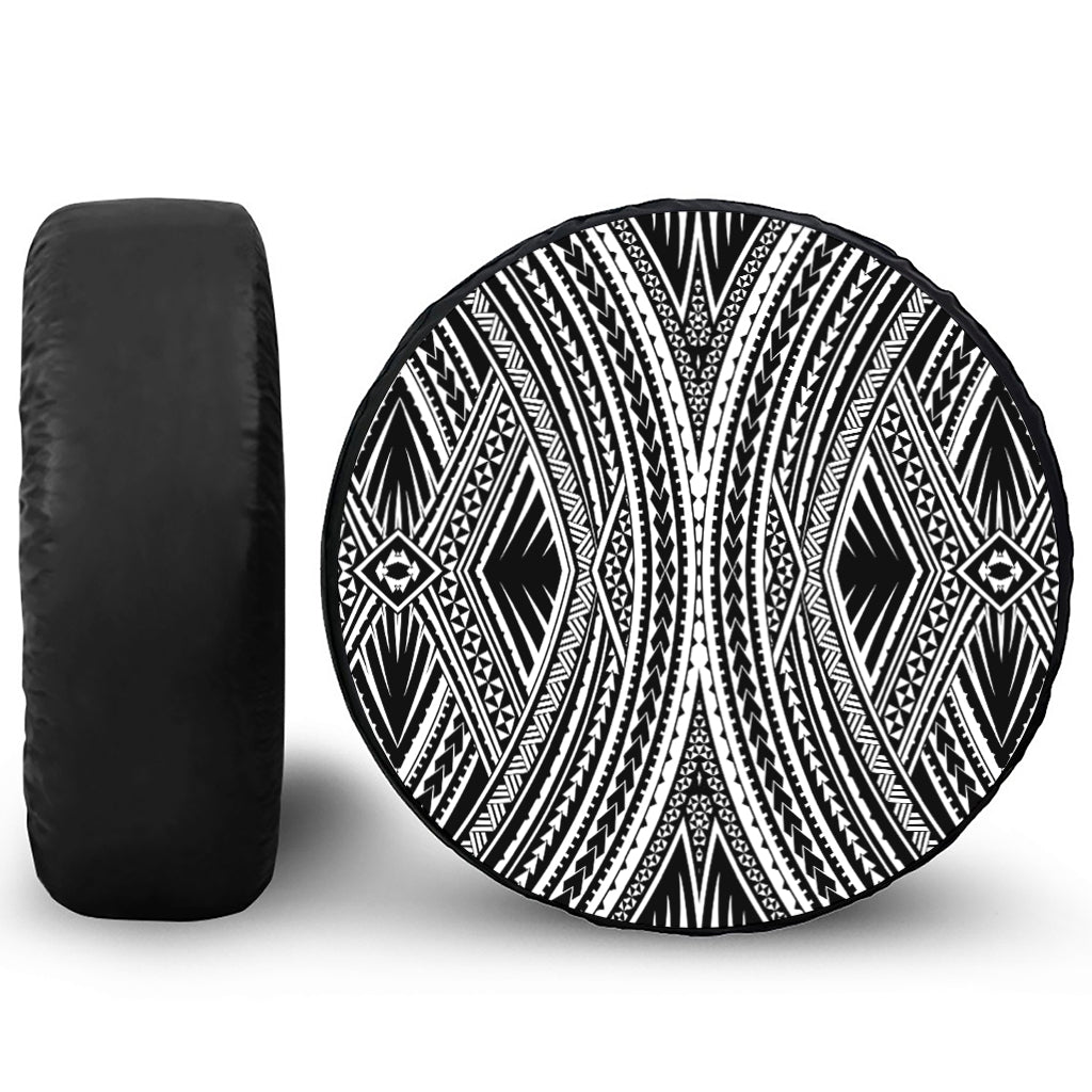 Black And White Maori Tattoo Print Tire Cover