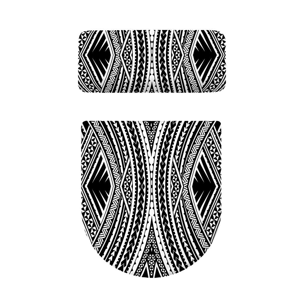 Black And White Maori Tattoo Print Toilet Lid And Tank Cover Set