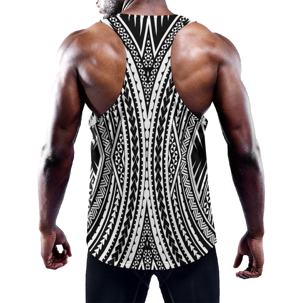 Black And White Maori Tattoo Print Training Tank Top