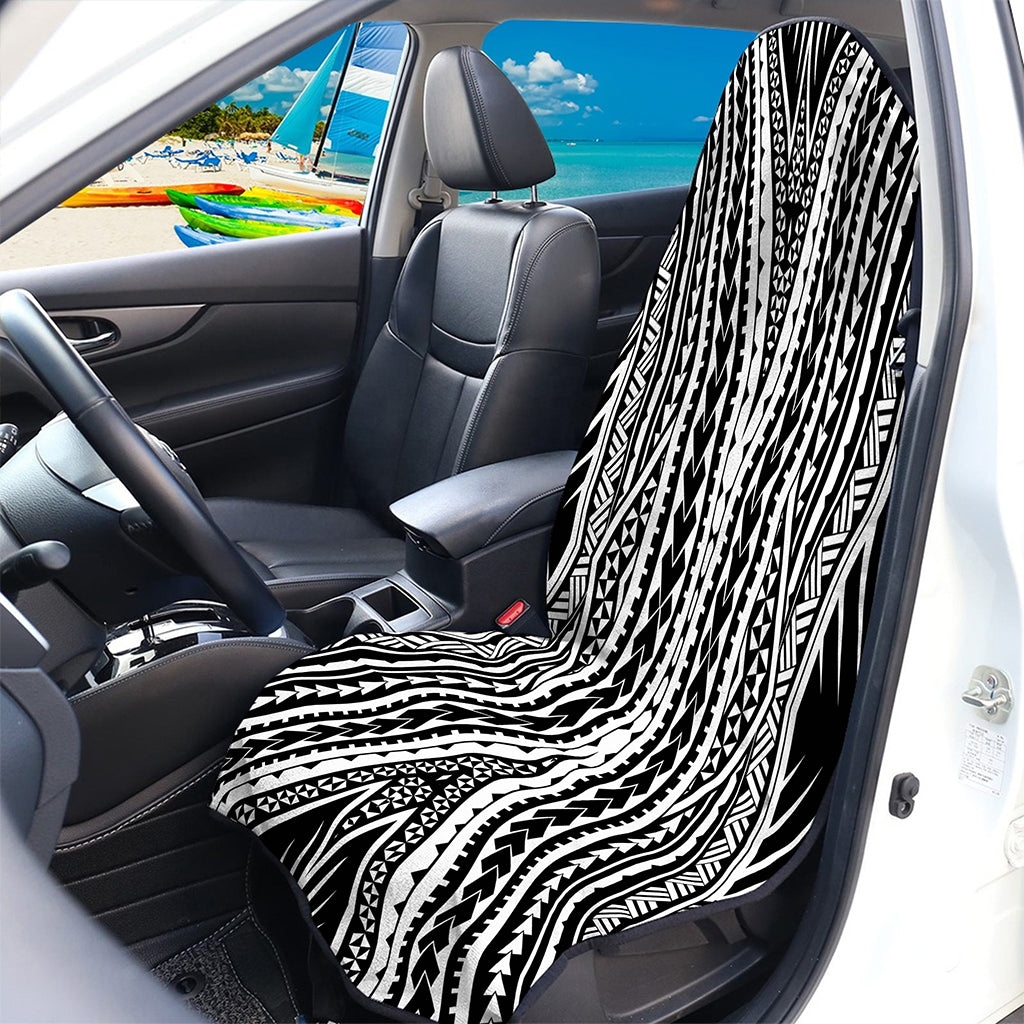 Black And White Maori Tattoo Print Waterproof Car Seat Cover