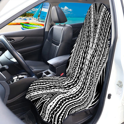 Black And White Maori Tattoo Print Waterproof Car Seat Cover