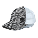 Black And White Maori Tattoo Print White Mesh Trucker Cap