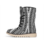 Black And White Maori Tattoo Print Winter Boots