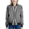 Black And White Maori Tattoo Print Women's Bomber Jacket