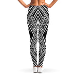 Black And White Maori Tattoo Print Women's Leggings