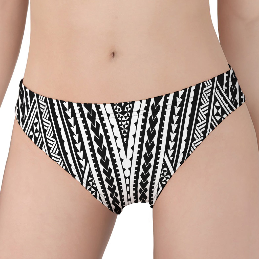 Black And White Maori Tattoo Print Women's Panties